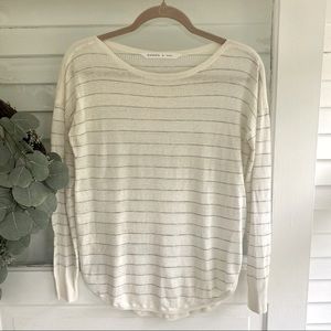 Athleta White and Grey Eyelet Lightweight Sweater